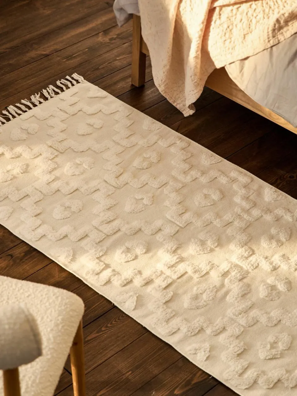 Handgeweven katoenen loper Idris met verhoogd hoog-laag patroon^Westwing Collection Discount