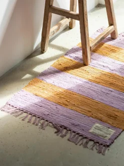 Handgeweven katoenen vloerkleed Chindi met franjes^Bongusta New