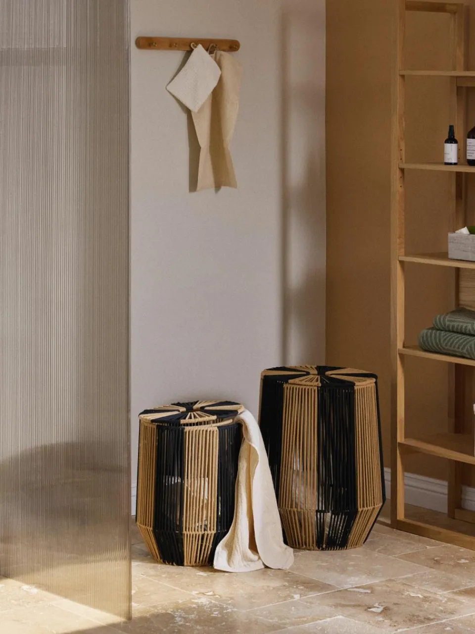 Handgeweven wasmanden Gabe van touw, 2-delig^Westwing Collection Sale