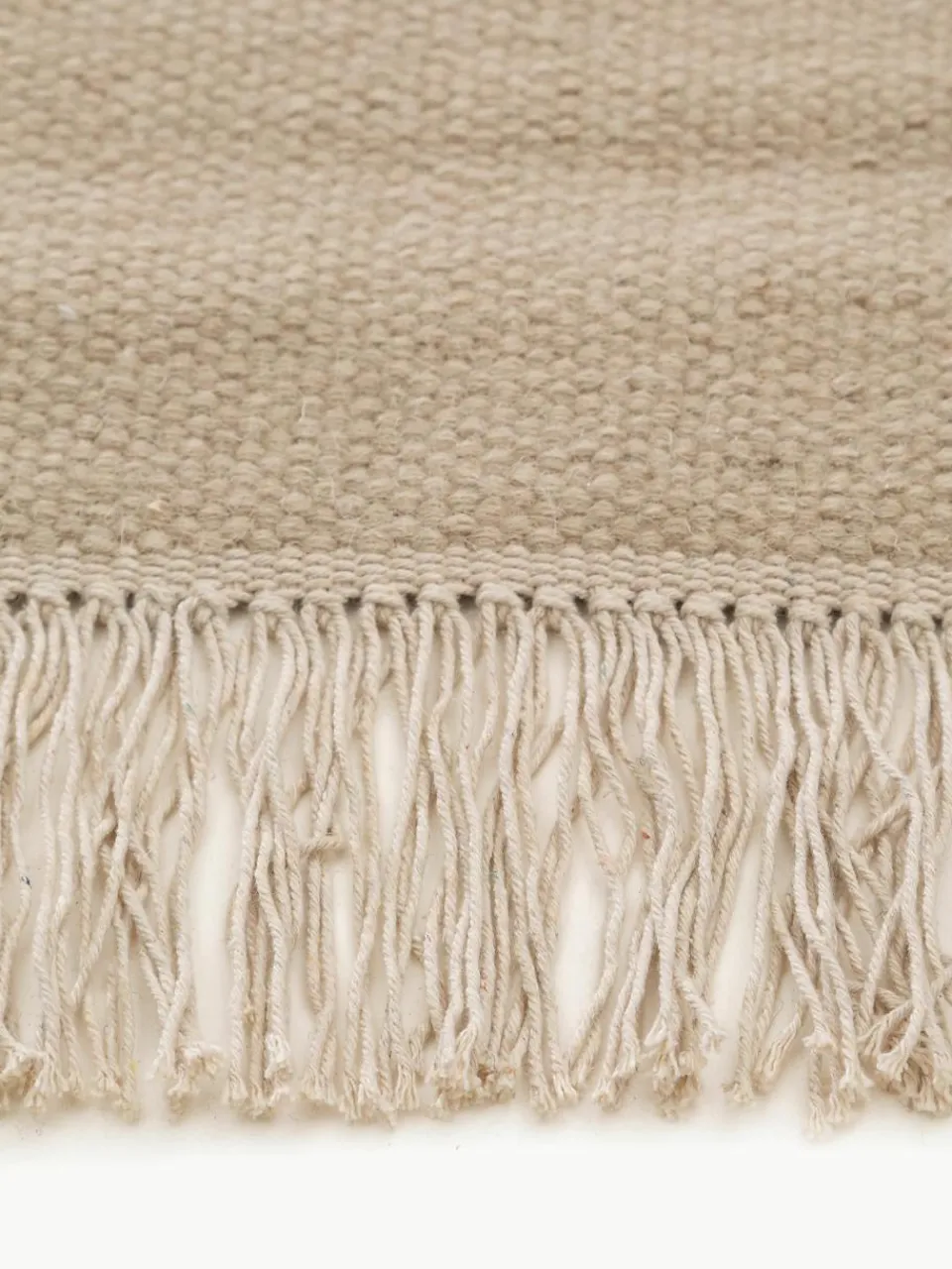 Handgeweven wollen vloerkleed Liv met franjes^Benuta Outlet