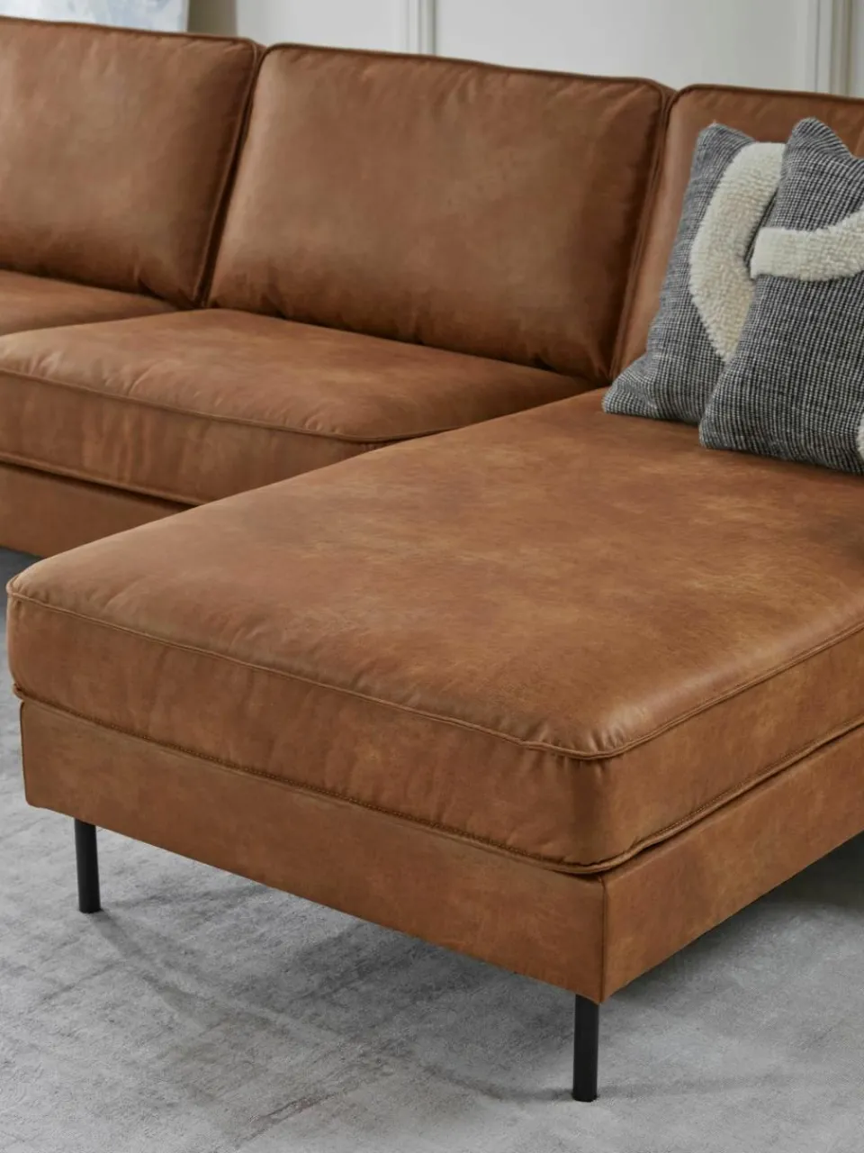 Hoekbank Hunter van gerecycled leer^Westwing Collection Online