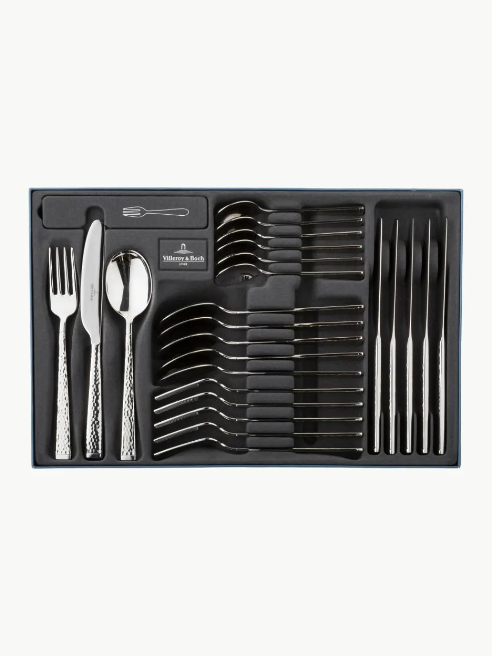 Hoogglans gepolijste bestekset Blacksmith met gehamerde handgrepen, 6 personen (30-delig)^Villeroy & Boch Hot