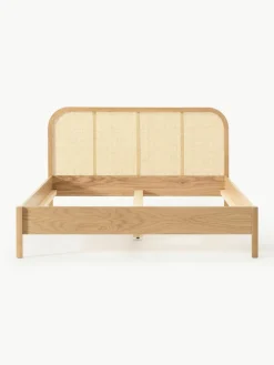 Houten bed Jones met hoofdeinde van Weens vlechtwerk^Westwing Collection Sale