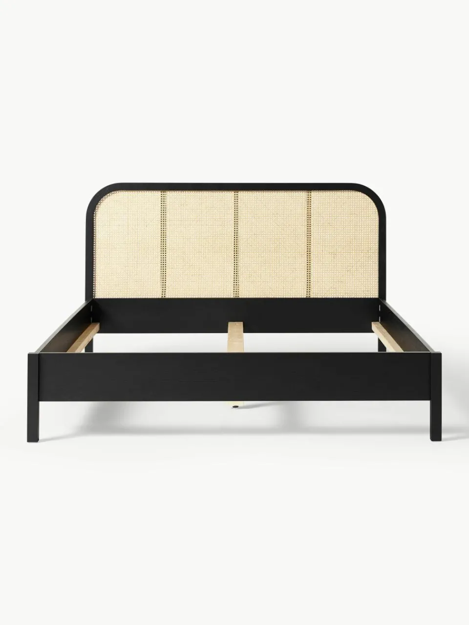 Houten bed Jones met hoofdeinde van Weens vlechtwerk^Westwing Collection Best