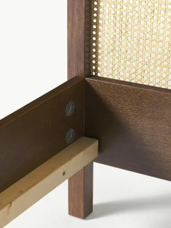 Houten bed Jones met hoofdeinde van Weens vlechtwerk^Westwing Collection Best