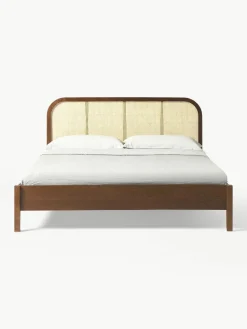 Houten bed Jones met hoofdeinde van Weens vlechtwerk^Westwing Collection Best