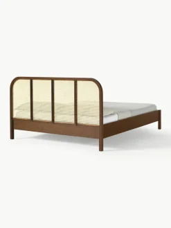 Houten bed Jones met hoofdeinde van Weens vlechtwerk^Westwing Collection Best