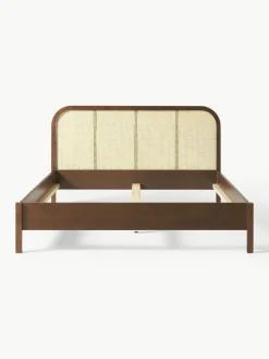 Houten bed Jones met hoofdeinde van Weens vlechtwerk^Westwing Collection Best