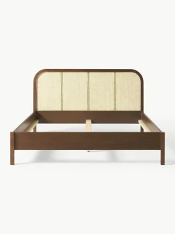 Houten bed Jones met hoofdeinde van Weens vlechtwerk^Westwing Collection Best