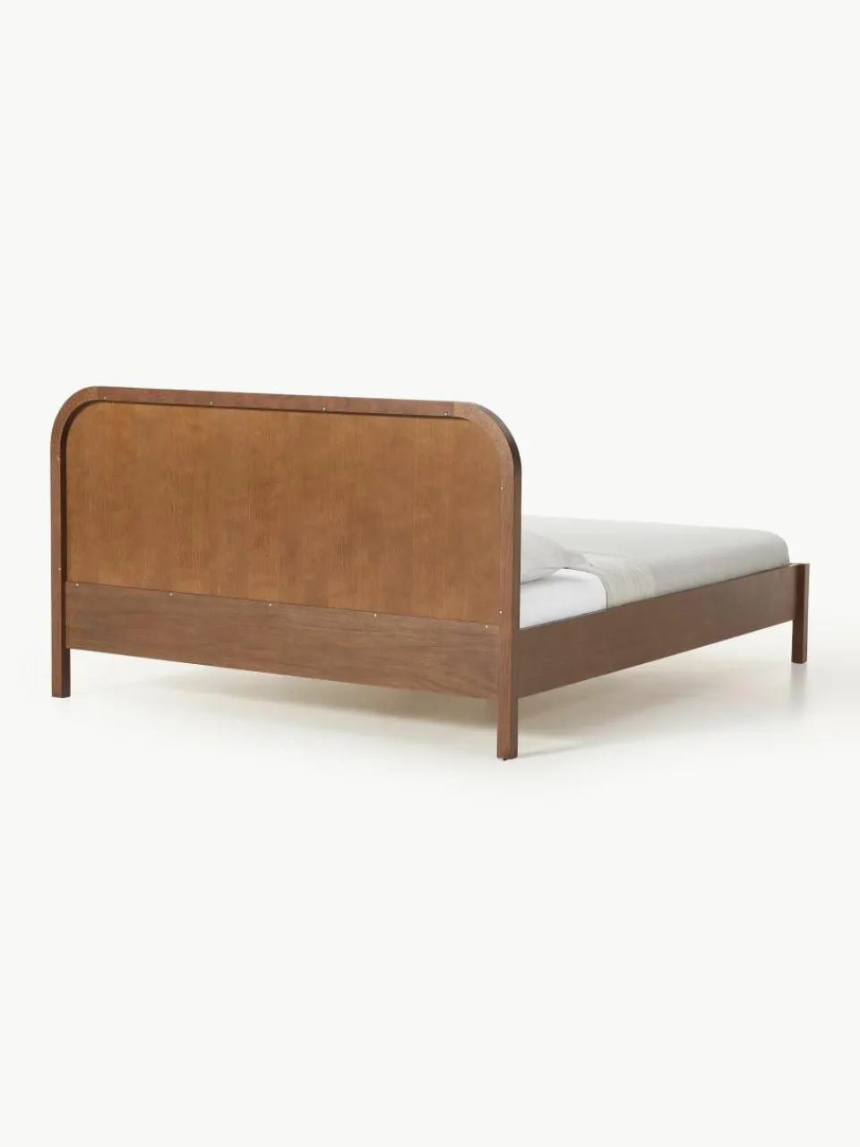 Houten bed Jones met hoofdeinde van bouclé^Westwing Collection Clearance