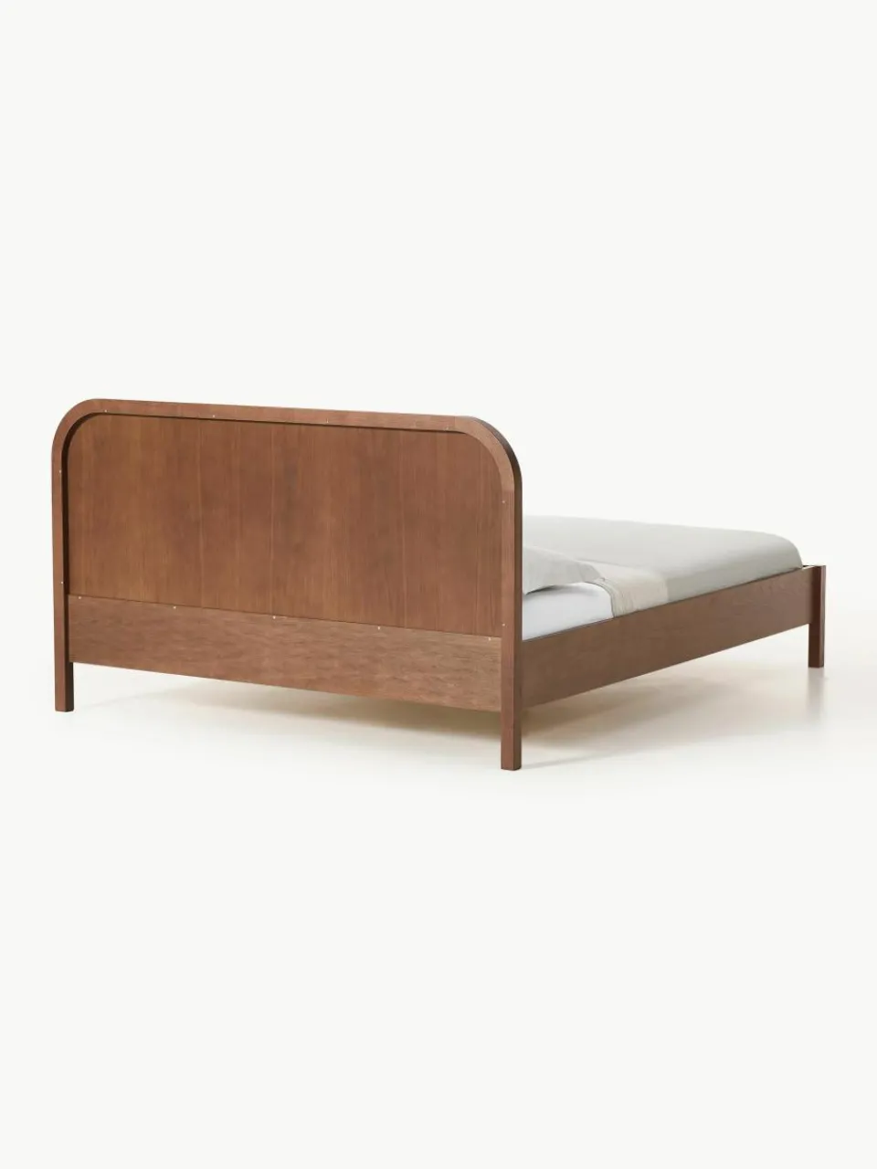 Houten bed Jones met hoofdeinde van bouclé^Westwing Collection Sale