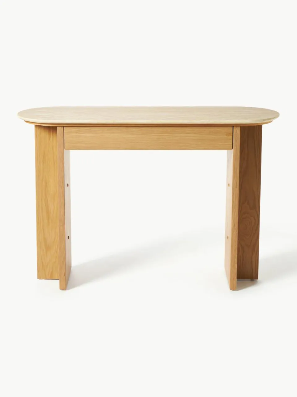 Houten console Zumi met travertin blad en lade^Westwing Collection Outlet