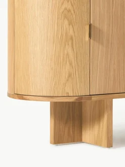 Houten dressoir Zumi met afgeronde hoeken en travertijn blad^Westwing Collection Discount
