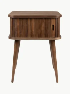 Houten nachtkastje Barbier met Rolltür en geribbelde voorzijde^Zuiver Best