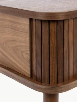 Houten nachtkastje Barbier met Rolltür en geribbelde voorzijde^Zuiver Best