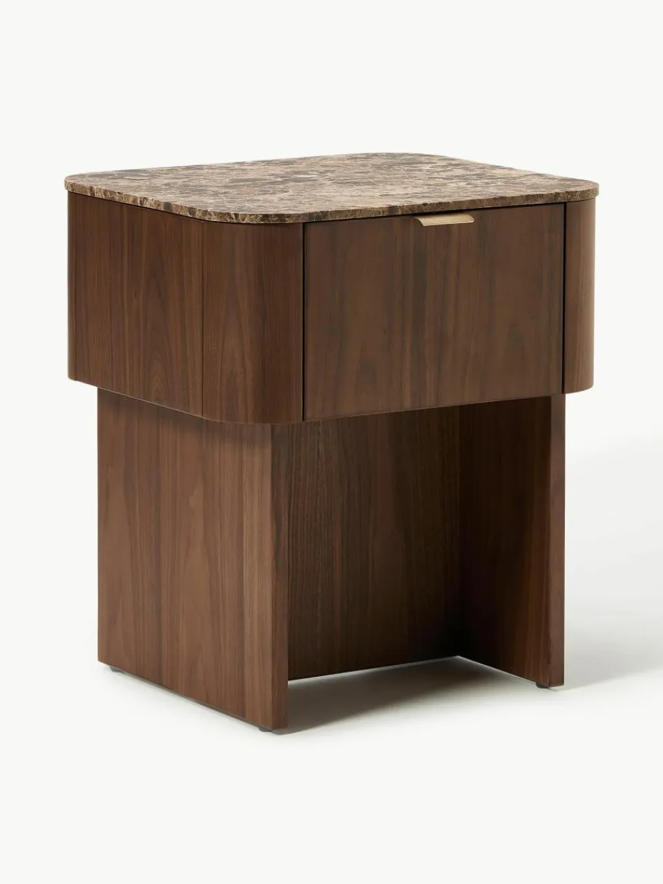 Houten nachtkastje Zumi met marmeren blad^Westwing Collection Outlet