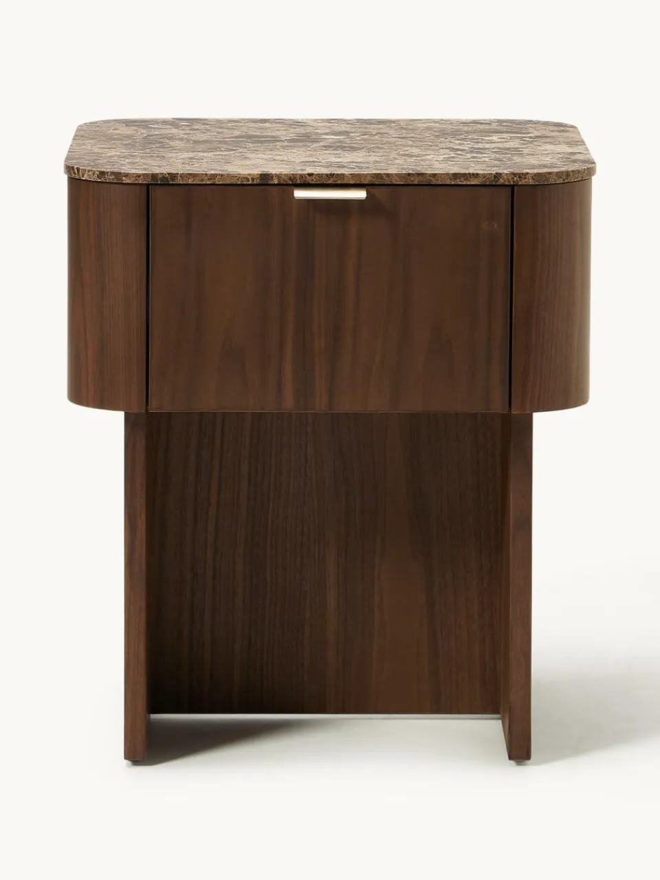 Houten nachtkastje Zumi met marmeren blad^Westwing Collection Outlet