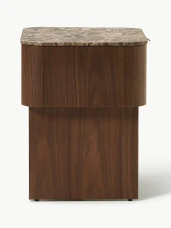 Houten nachtkastje Zumi met marmeren blad^Westwing Collection Outlet
