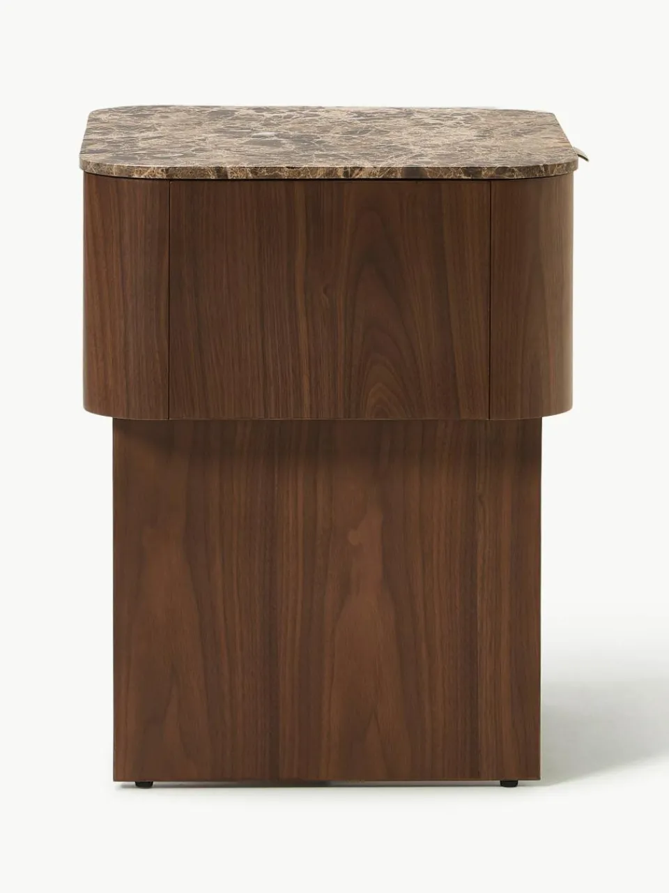 Houten nachtkastje Zumi met marmeren blad^Westwing Collection Outlet