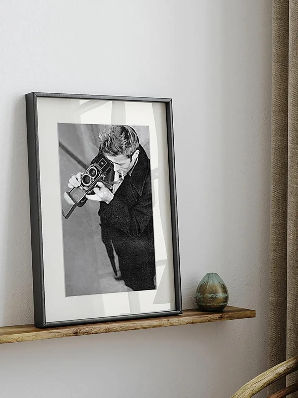 Ingelijste print James Dean met camera^Any Image Best