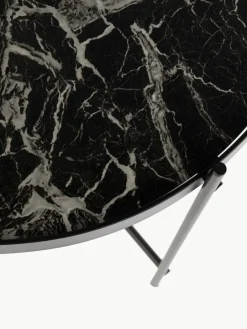 Inklapbaar bijzettafel Cupid met glazen tafelblad in marmerlook^Zuiver Hot