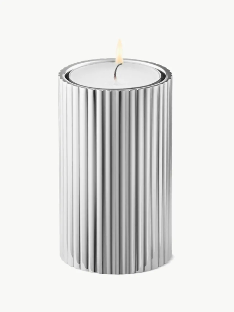 Kandelaar Bernadotte met groefstructuur, set van 3^GEORG JENSEN Outlet