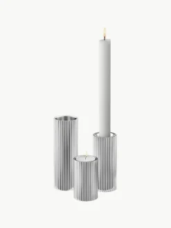 Kandelaar Bernadotte met groefstructuur, H 14 cm^GEORG JENSEN Best