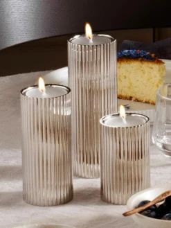 Kandelaar Bernadotte met groefstructuur, H 14 cm^GEORG JENSEN Best