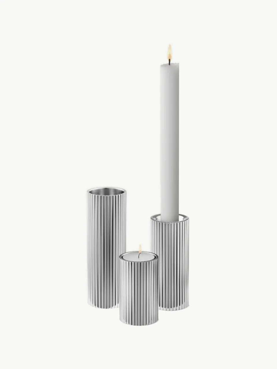 Kandelaar Bernadotte met groefstructuur, H 11 cm^GEORG JENSEN Sale