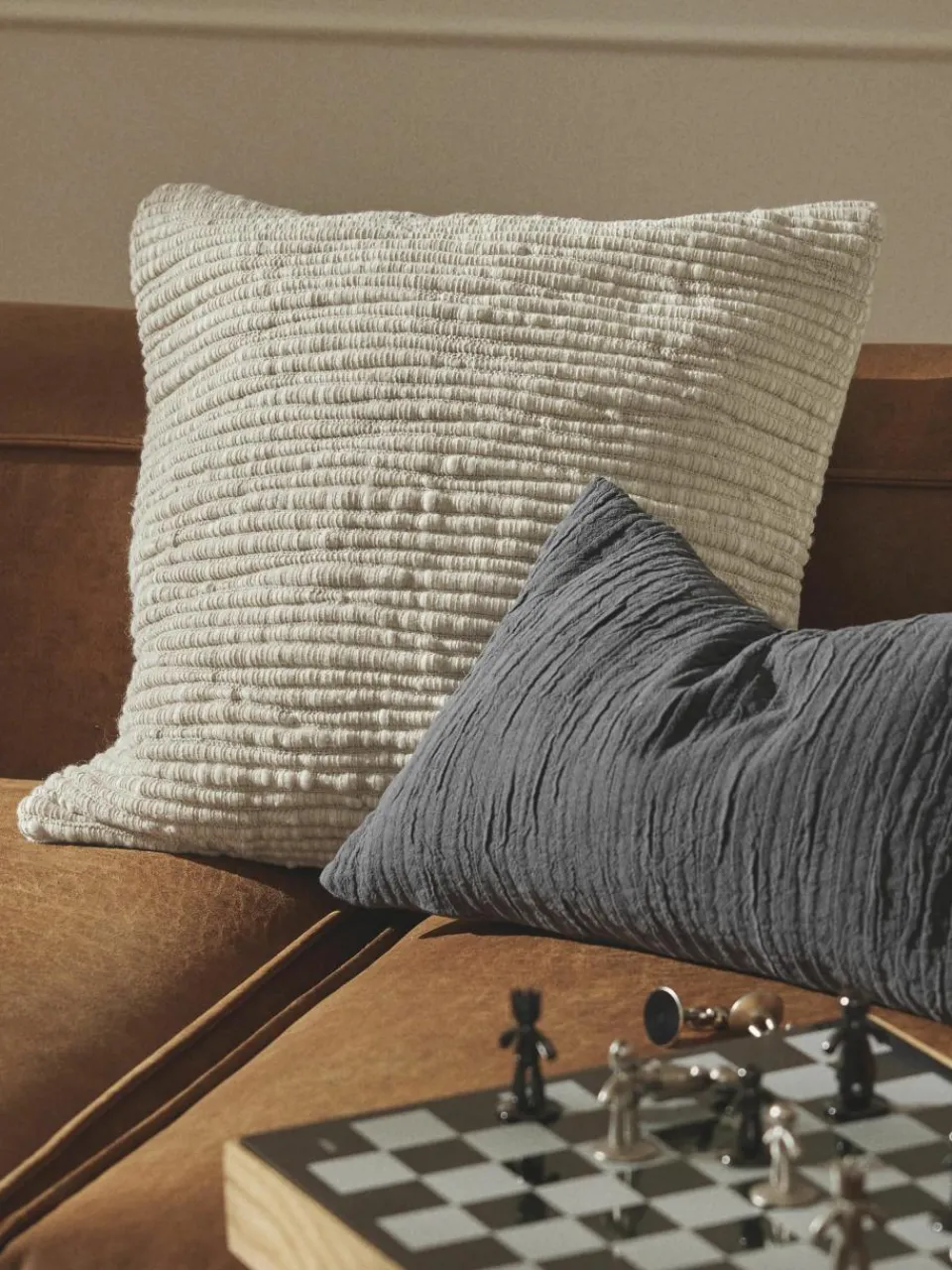 Katoenen kussenhoes Artemis met plissé-patroon^Westwing Collection Fashion