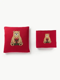 Katoenen kussenhoes Buddy met winters motief^Westwing Collection Outlet