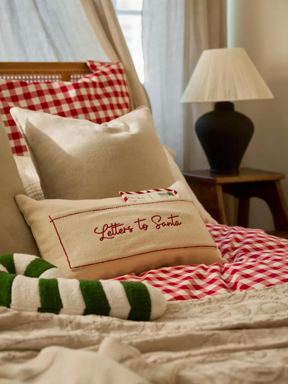 Katoenen kussenhoes Emry met winters motief^Westwing Collection Clearance