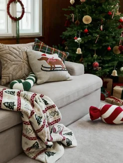 Katoenen kussenhoes Nira met winters motief^Westwing Collection Hot