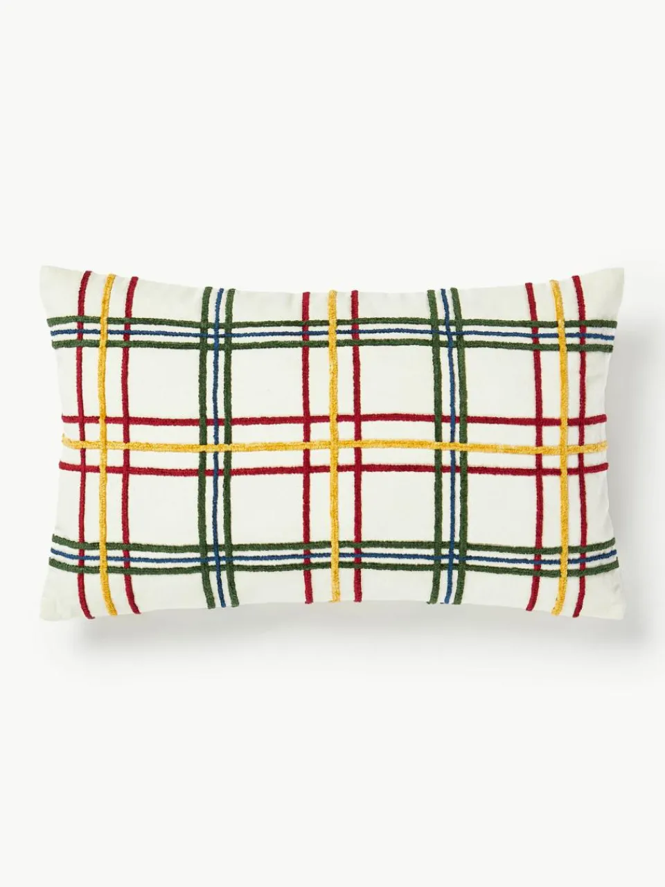 Katoenen kussenhoes Noja met chenille ruitpatroon^Westwing Collection Discount