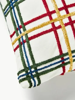 Katoenen kussenhoes Noja met chenille ruitpatroon^Westwing Collection Discount