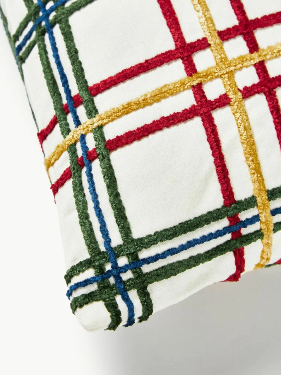 Katoenen kussenhoes Noja met chenille ruitpatroon^Westwing Collection Discount