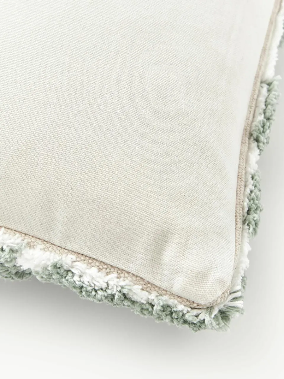 Katoenen kussenhoes Sela met getuft plantenmotief^Westwing Collection Fashion