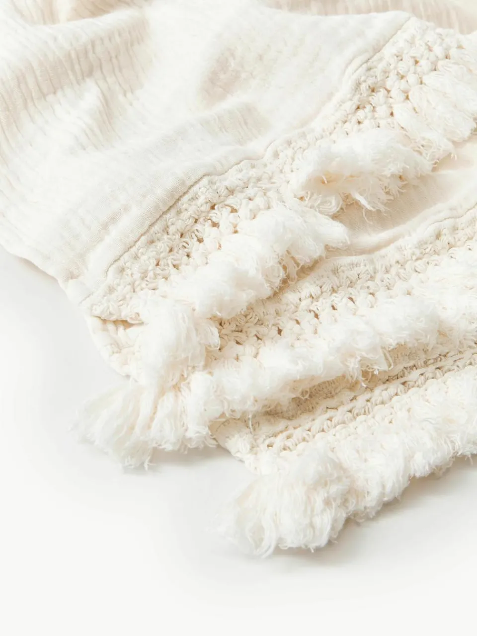 Katoenen plaid Piera met franjes^Westwing Collection Fashion