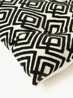 Katoenen zitkussen Sevil met grafische decoratie, 2 stuks^Westwing Collection Clearance