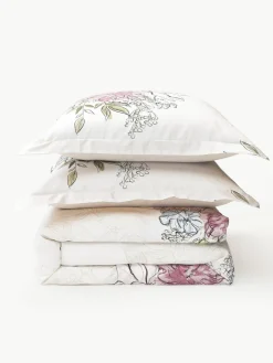 Katoenensatijnen dekbedovertrek Margot met bloemenprint^Westwing Collection Online