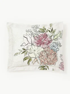 Katoenensatijnen kussenhoes Margot met bloemenprint^Westwing Collection Sale