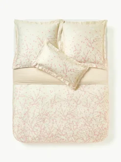 Katoensatijnen dekbedovertrek Sakura met bloemenprint^Westwing Collection Clearance
