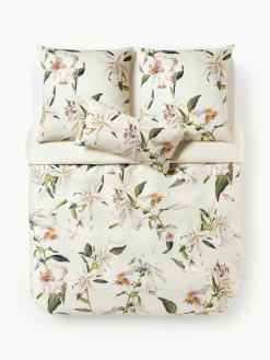 Katoensatijnen dekbedovertrek Flori met bloemenprint^Westwing Collection Best