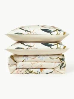 Katoensatijnen dekbedovertrek Flori met bloemenprint^Westwing Collection Best