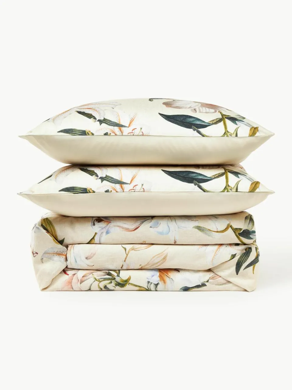 Katoensatijnen dekbedovertrek Flori met bloemenprint^Westwing Collection Best