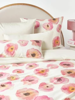 Katoensatijnen kussenhoes Fiorella met bloemenprint^Westwing Collection Online