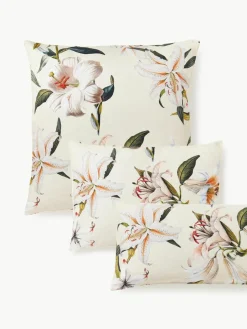 Katoensatijnen kussenhoes Flori met bloemenprint^Westwing Collection Best
