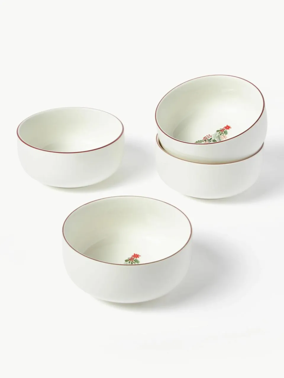 Kerstavondschalen van porselein, 4 stuks^Westwing Collection Outlet