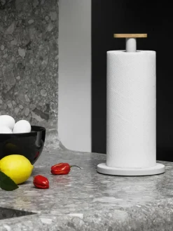 Keukenrolhouder Mattina met bamboehouten decoratie^ALESSI Sale