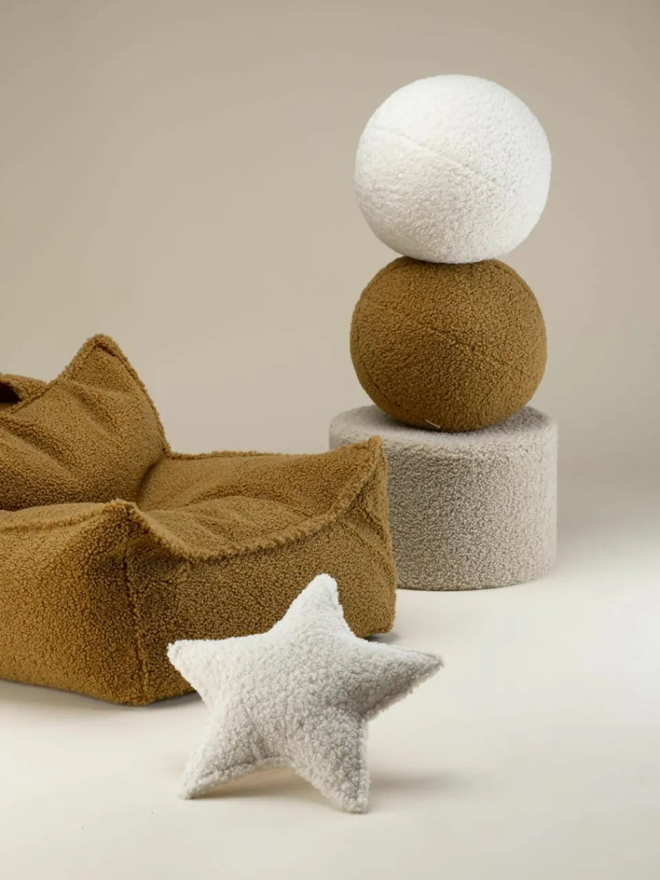 Kinderpoef Sugar uit teddy, Ø 40 cm^Wigiwama Discount